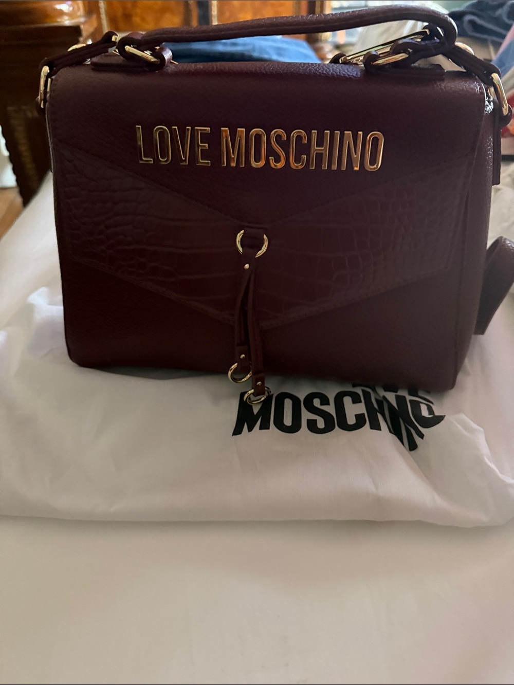 Love Moschino Burgundy Crossbody Bag